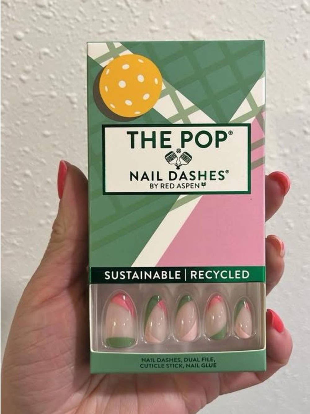The Pop Nail Dashes Women’s Press-On Nails in Pink & Green